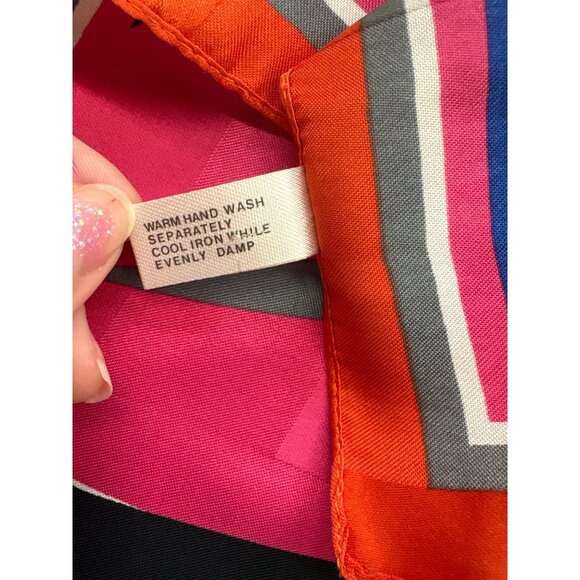 Vintage Italian Abstract Print Polyester Scarf 30" Square Headwear - Picture 4 of 6